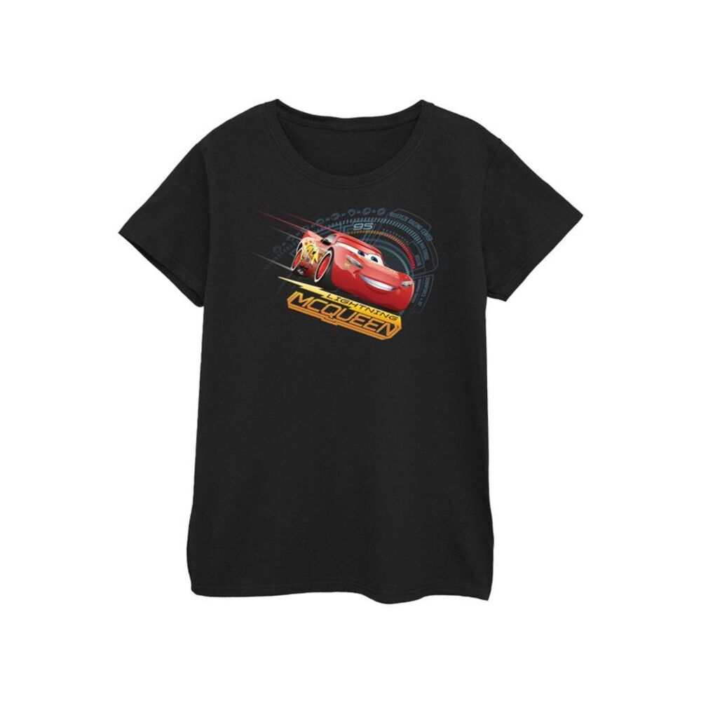 Cars Womens/Ladies Lightning McQueen Cotton T-Shirt / Black